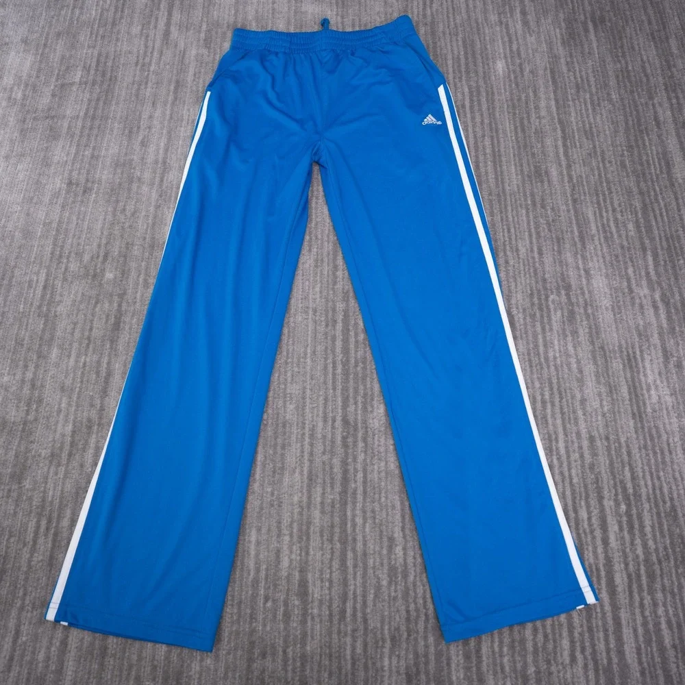 Adidas Track Pants Youth Large Blue Excellent 3-Stripe Athletic Trousers C8675
